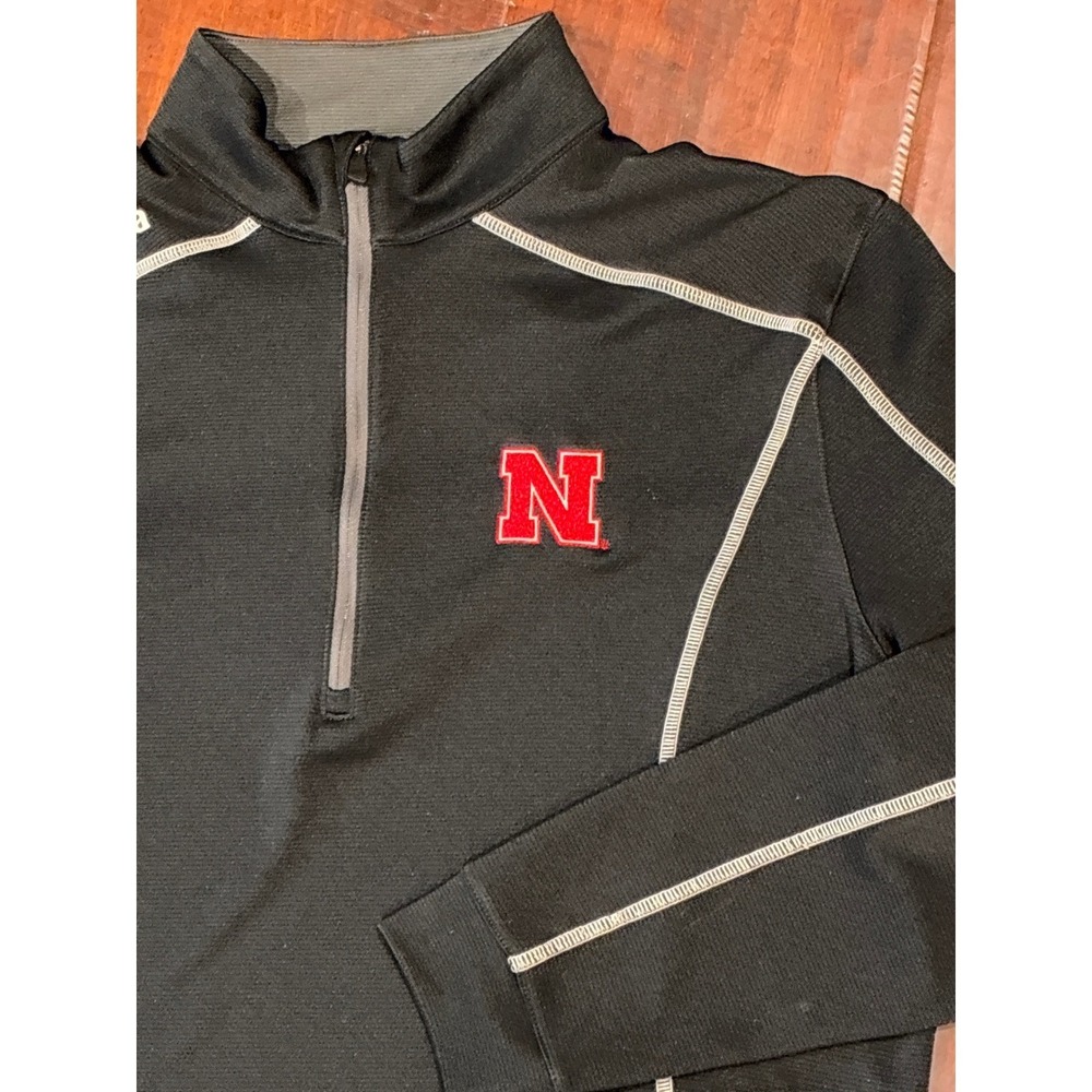 Columbia Golf Shotgun Nebraska Huskers Pullover Mens M Black 1/4 Zip Omni-Wicke‎